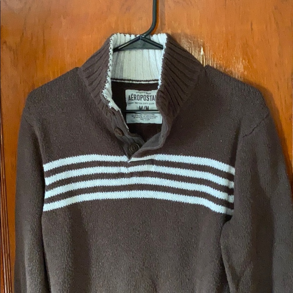 Brown and white sweater